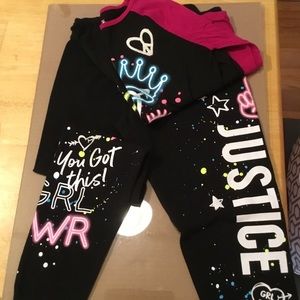 Justice 2 piece neon jogger set